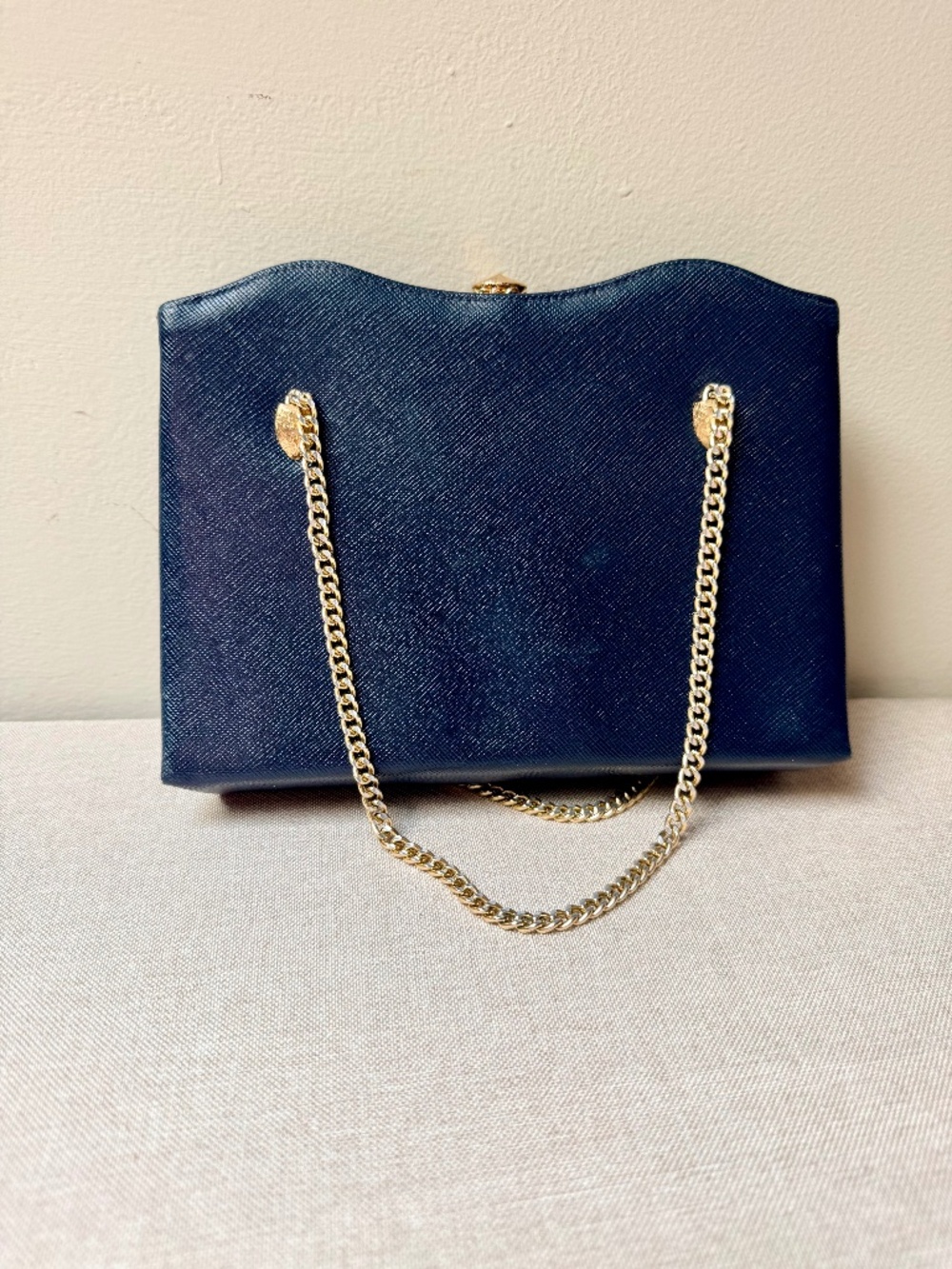 Vintage After Five Navy Blue and Gold Purse Handbag Evening Bag With Coin Purse